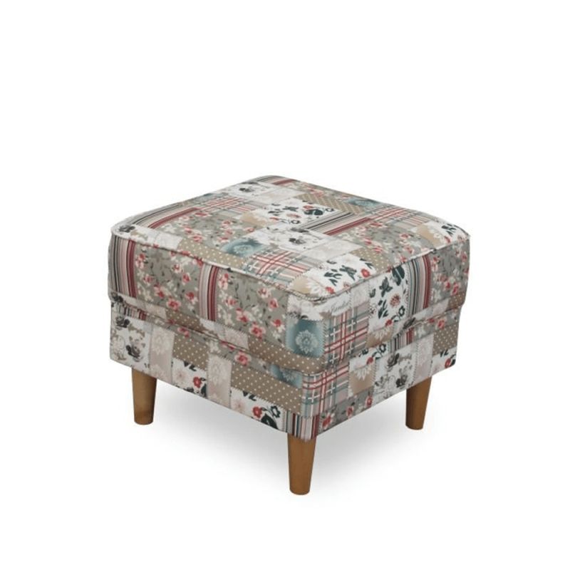 Kreslo, ušiak s taburetom, patchwork Viorica 1 látka, ASTRID