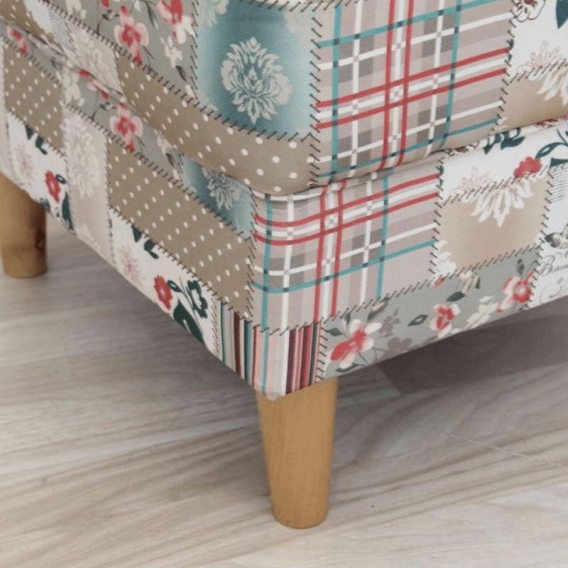 Kreslo, ušiak s taburetom, patchwork Viorica 1 látka, ASTRID