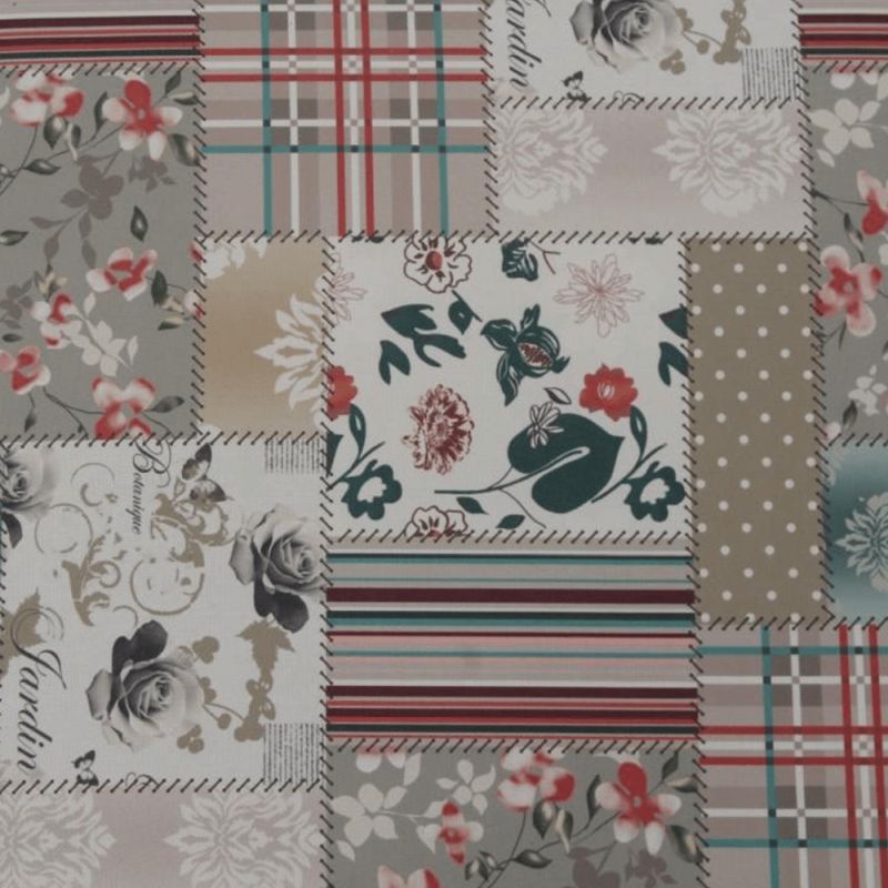 Kreslo, ušiak s taburetom, patchwork Viorica 1 látka, ASTRID