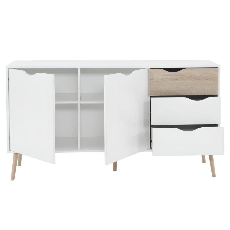Komoda, 147cm, kombinovaná, dub sonoma, biela, OSLO 75381
