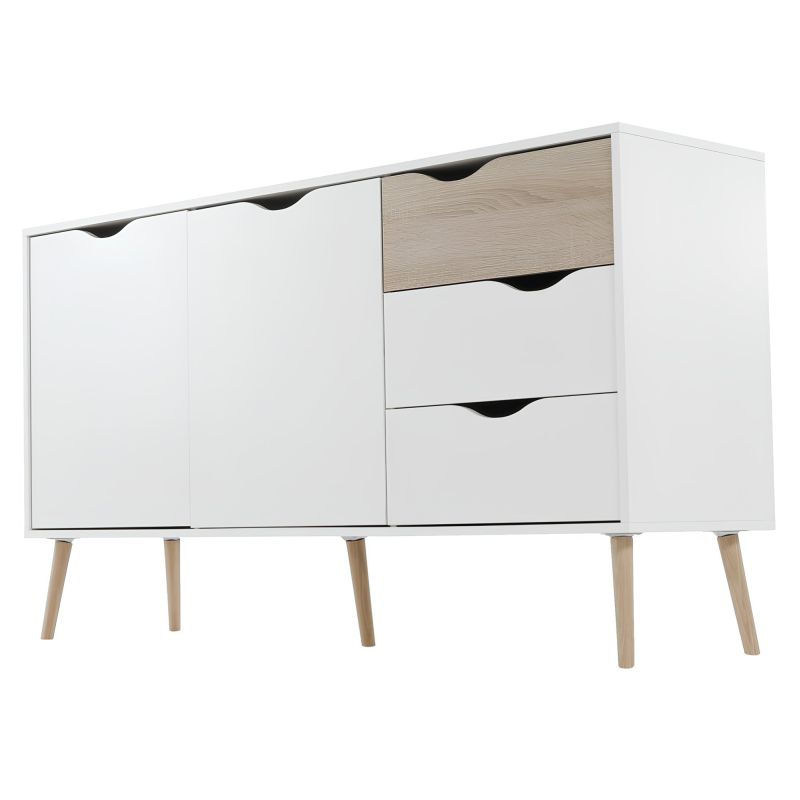 Komoda, 147cm, kombinovaná, dub sonoma, biela, OSLO 75381