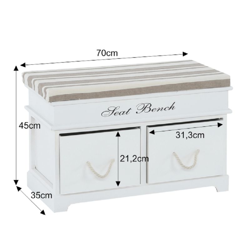 Lavica, 70cm, s vankúšom, biela, svetlohnedá, SEAT BENCH 1