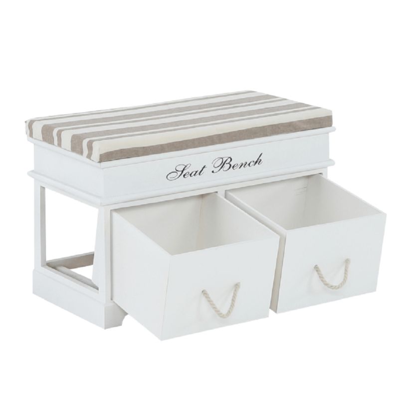 Lavica, 70cm, s vankúšom, biela, svetlohnedá, SEAT BENCH 1