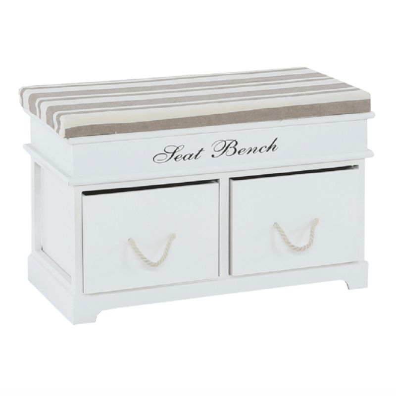 Lavica, 70cm, s vankúšom, biela, svetlohnedá, SEAT BENCH 1
