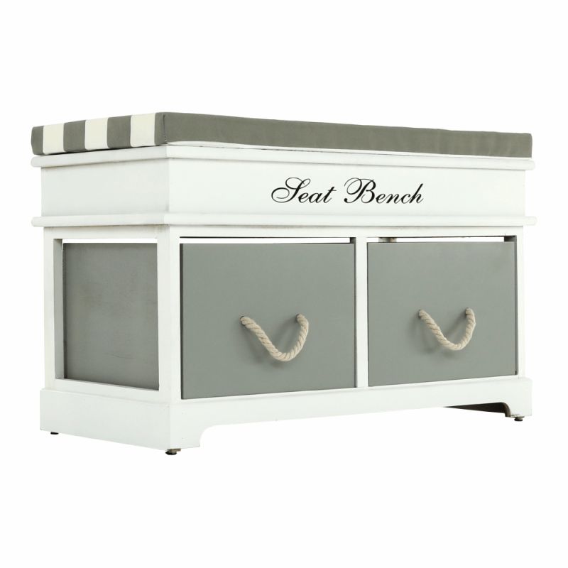 Lavica, 70cm, s vankúšom, biela, sivá, SEAT BENCH 2