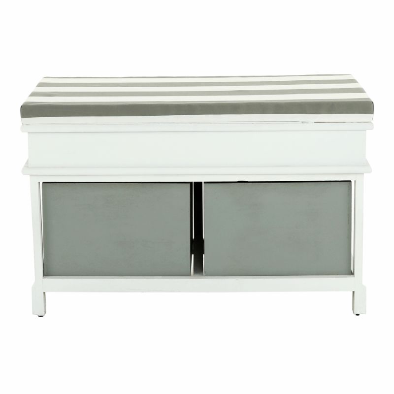 Lavica, 70cm, s vankúšom, biela, sivá, SEAT BENCH 2
