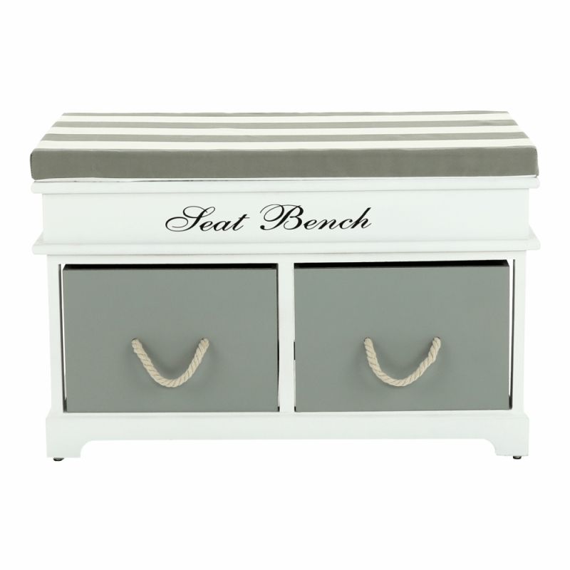 Lavica, 70cm, s vankúšom, biela, sivá, SEAT BENCH 2