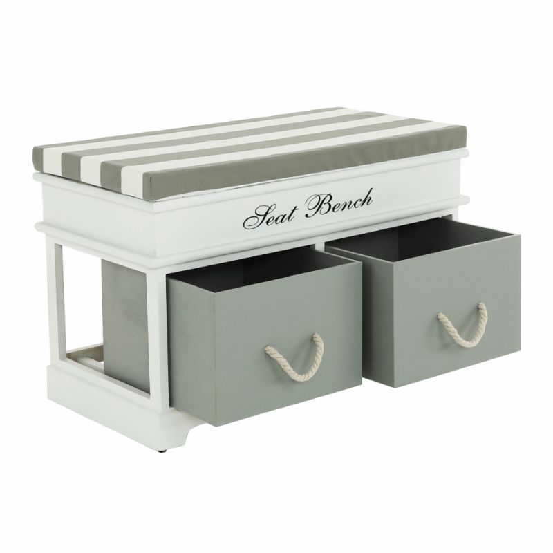 Lavica, 70cm, s vankúšom, biela, sivá, SEAT BENCH 2