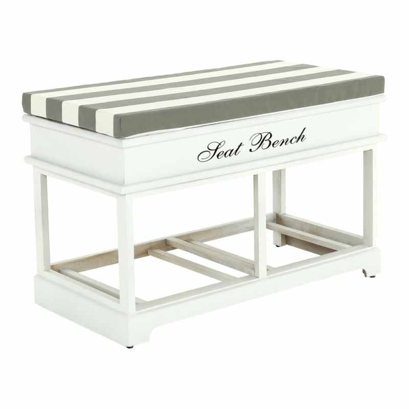 Lavica, 70cm, s vankúšom, biela, sivá, SEAT BENCH 2