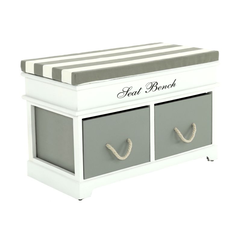 Lavica, 70cm, s vankúšom, biela, sivá, SEAT BENCH 2