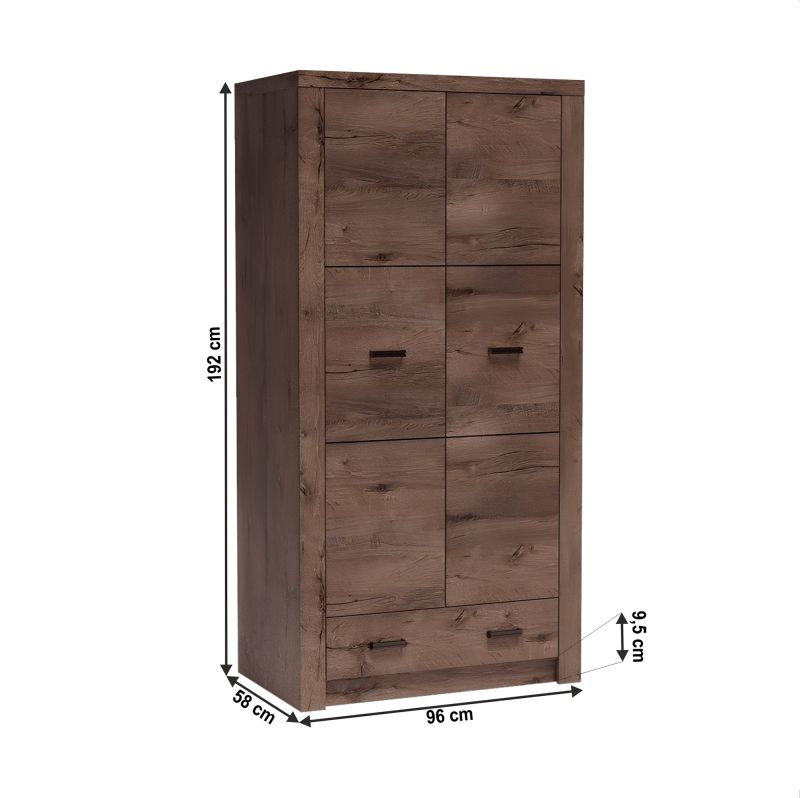 Skriňa, 96cm, vešiaková, jaseň tmavý, INFINITY 01
