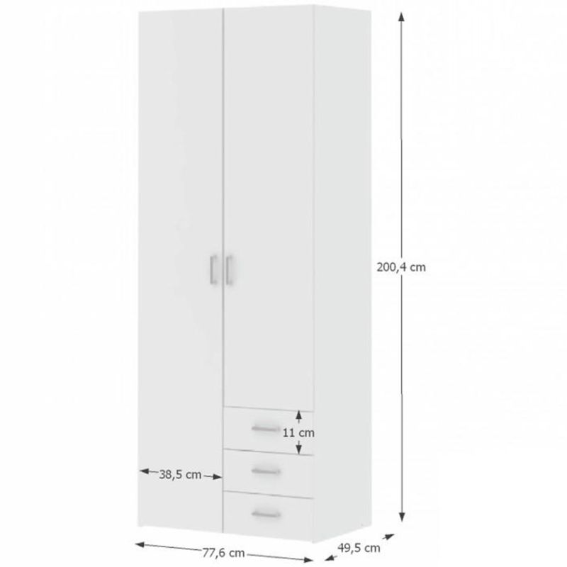 Skriňa, 78cm, kombinovaná, biela, GWEN 70425