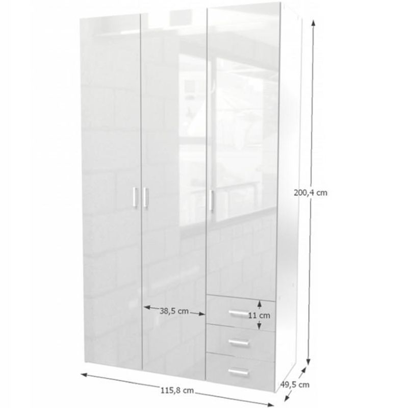 Skriňa, 116cm, kombinovaná, biela, vysoký lesk, GWEN 70427