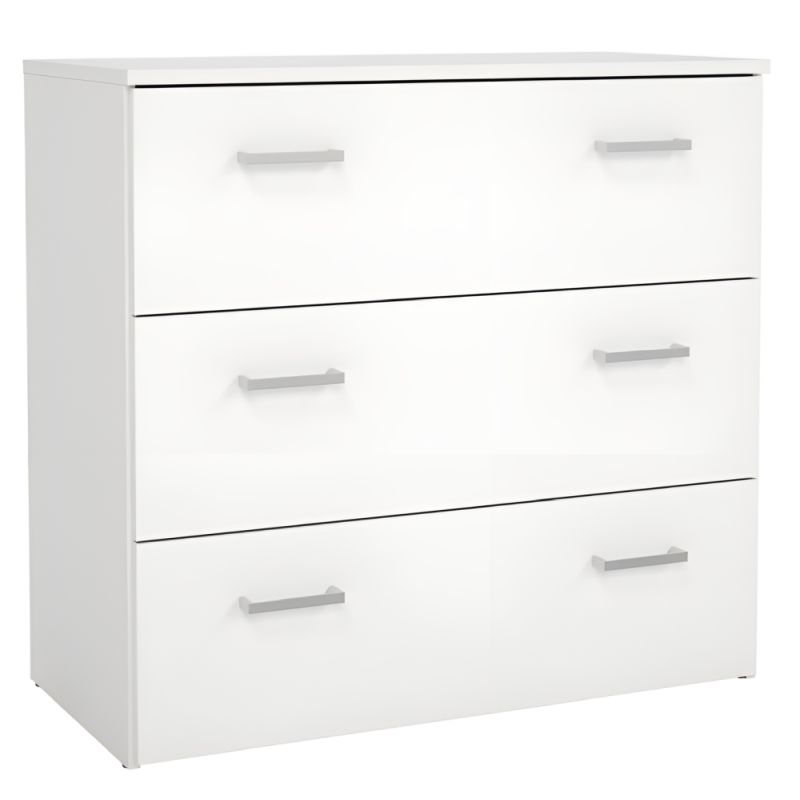 Komoda, 74cm, 3 zásuvková, biela, GARBO 3