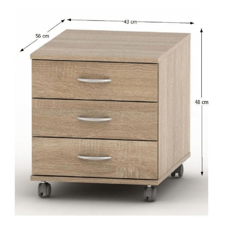 Kontajner, 43cm, 3 zásuvkový, dub sonoma, TEMPO ASISTENT NEW 016