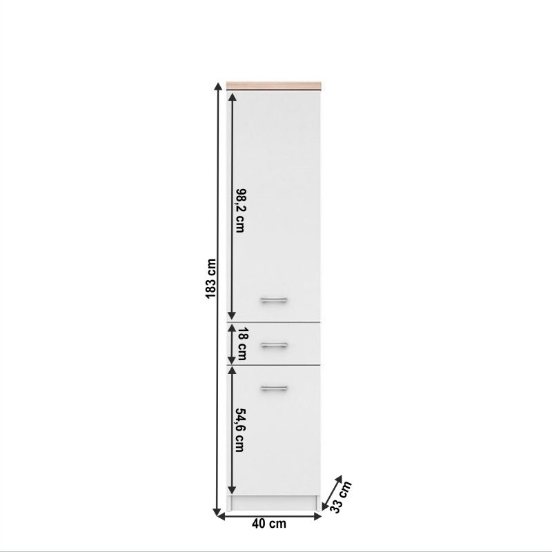 Regál, 40cm, biely, dub sonoma, TOPTY 2d1s