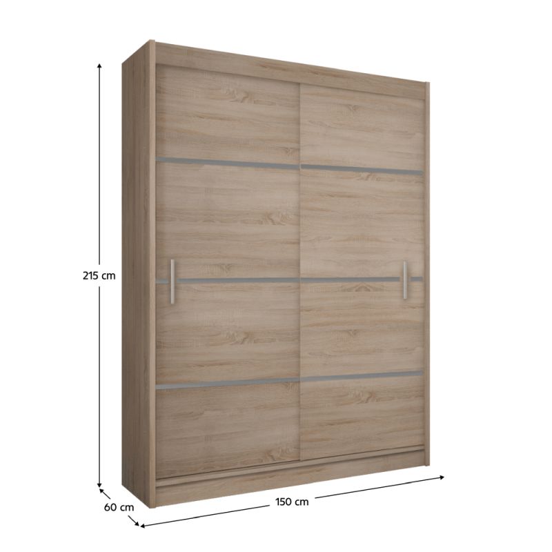 Skriňa, 150cm, kombinovaná, dub sonoma, sivá, MERINA 150