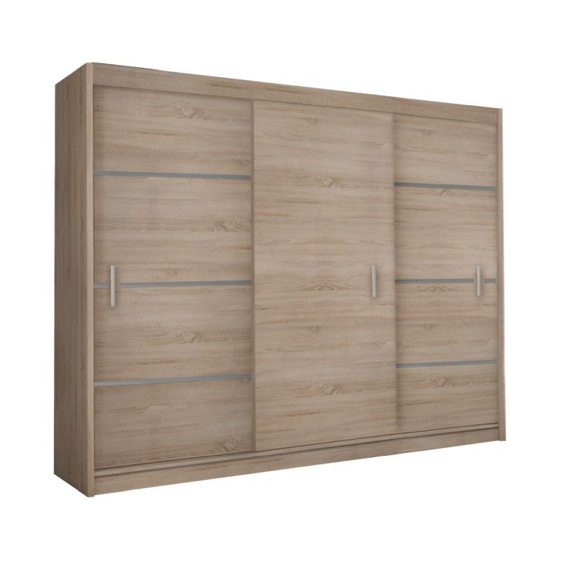 Skriňa, 250cm, kombinovaná, dub sonoma, sivá, MERINA 250