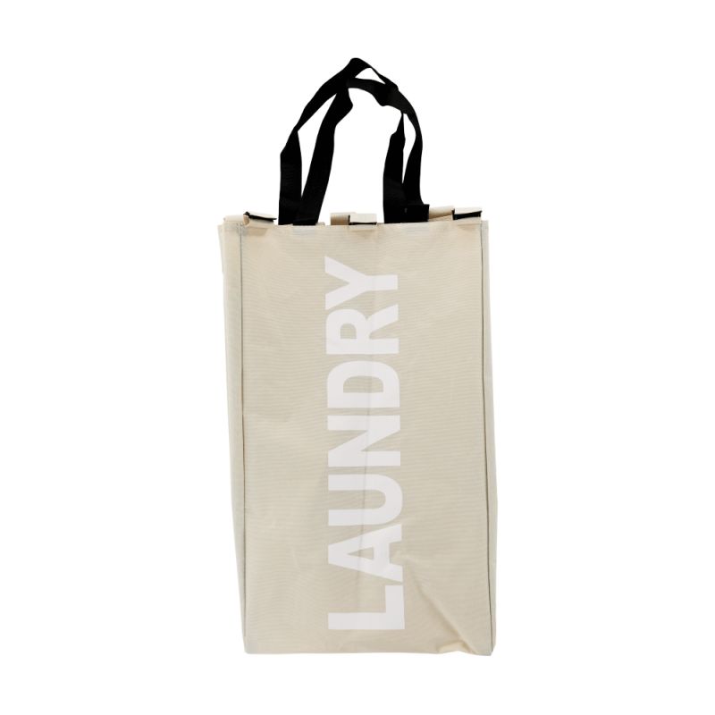 Kôš na prádlo, 35cm, látkový, sivobéžový, LAUNDRY TYP 1
