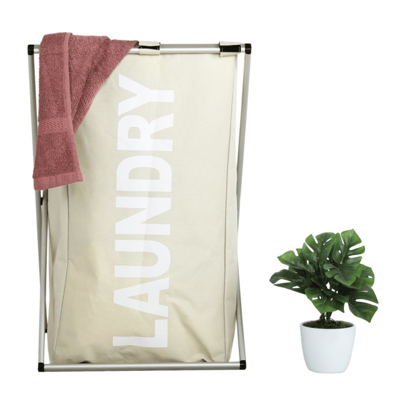 Kôš na prádlo, 35cm, látkový, sivobéžový, LAUNDRY TYP 1