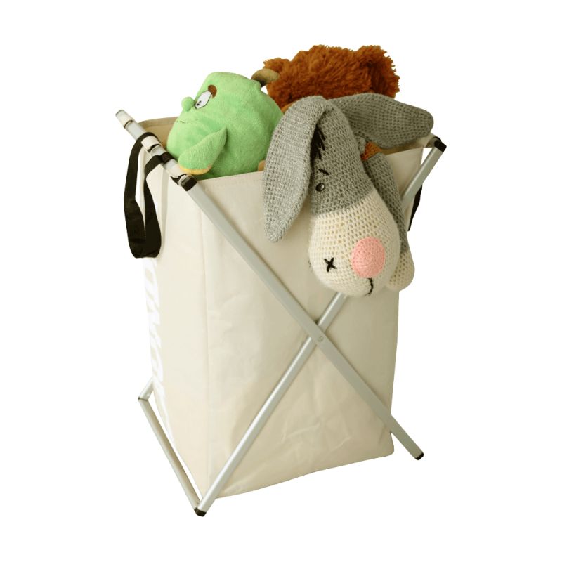 Kôš na prádlo, 35cm, látkový, sivobéžový, LAUNDRY TYP 1