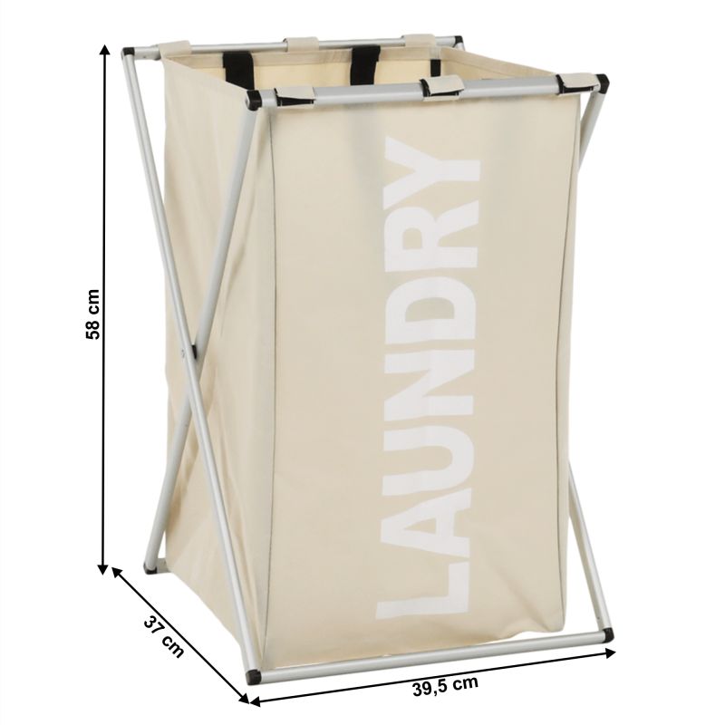 Kôš na prádlo, 35cm, látkový, sivobéžový, LAUNDRY TYP 1