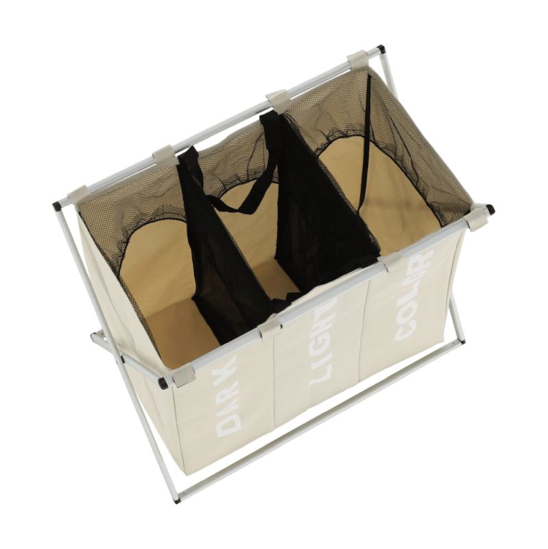 Kôš na prádlo, 63cm, látkový, sivobéžový, LAUNDRY TYP 3