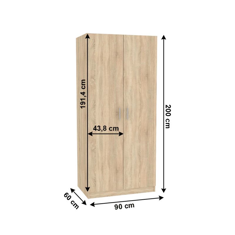 Skriňa, 90cm, vešiaková, dub sonoma, INVITA 2D