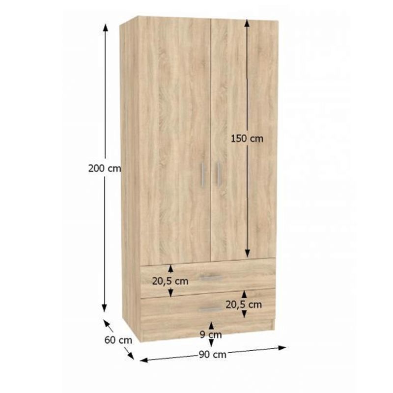 Skriňa, 90cm, policová, dub sonoma, INVITA 2D2Z