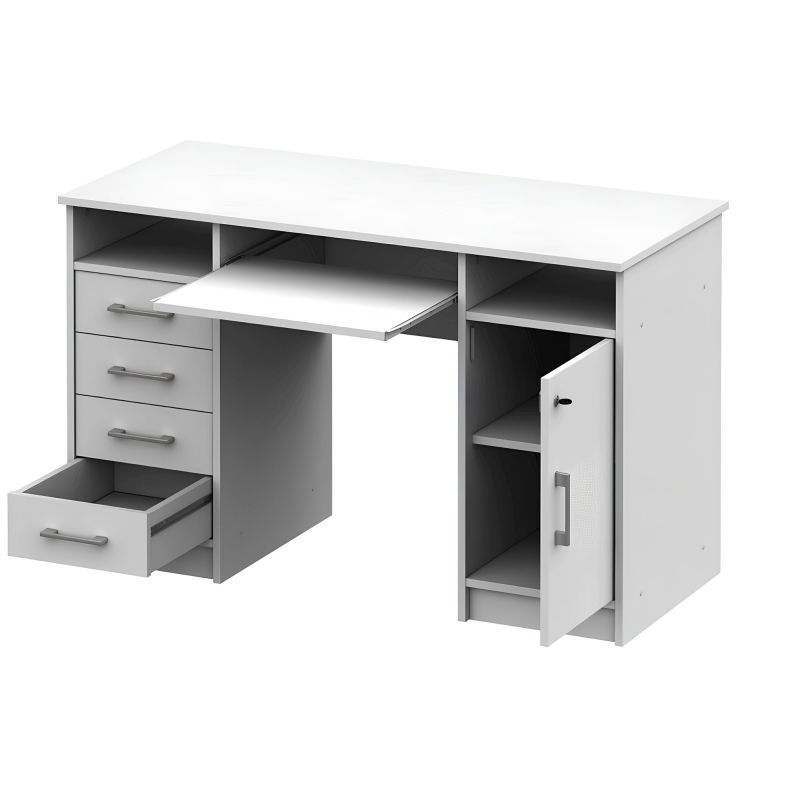 PC stolík, 123x55cm, biely, B9 NEW