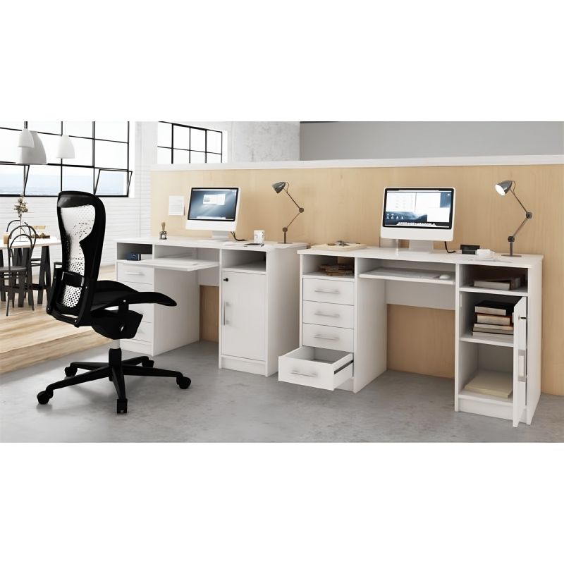 PC stolík, 123x55cm, biely, B9 NEW