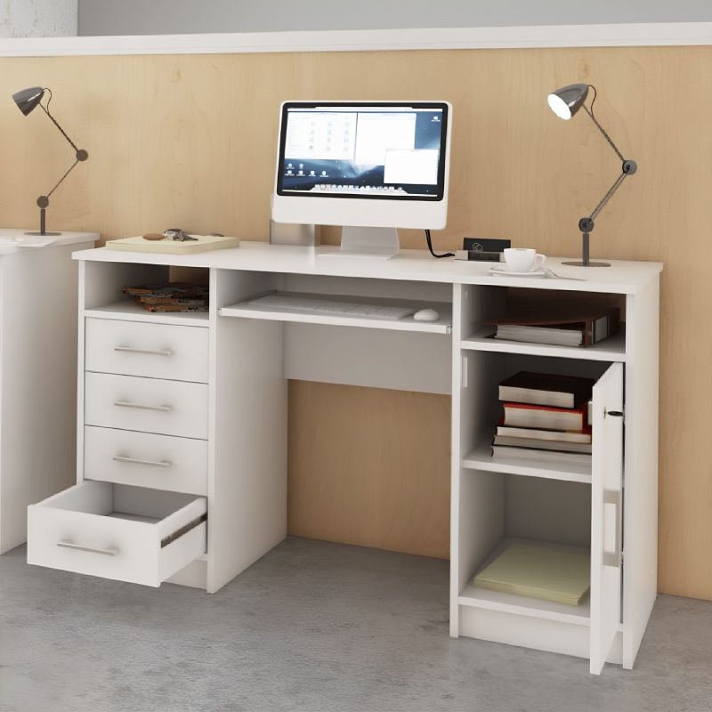 PC stolík, 123x55cm, biely, B9 NEW