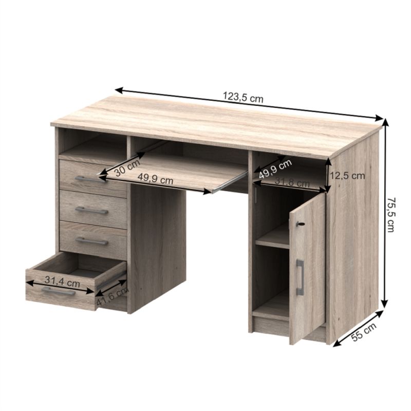 PC stolík,123x55cm, dub sonoma, B9 NEW