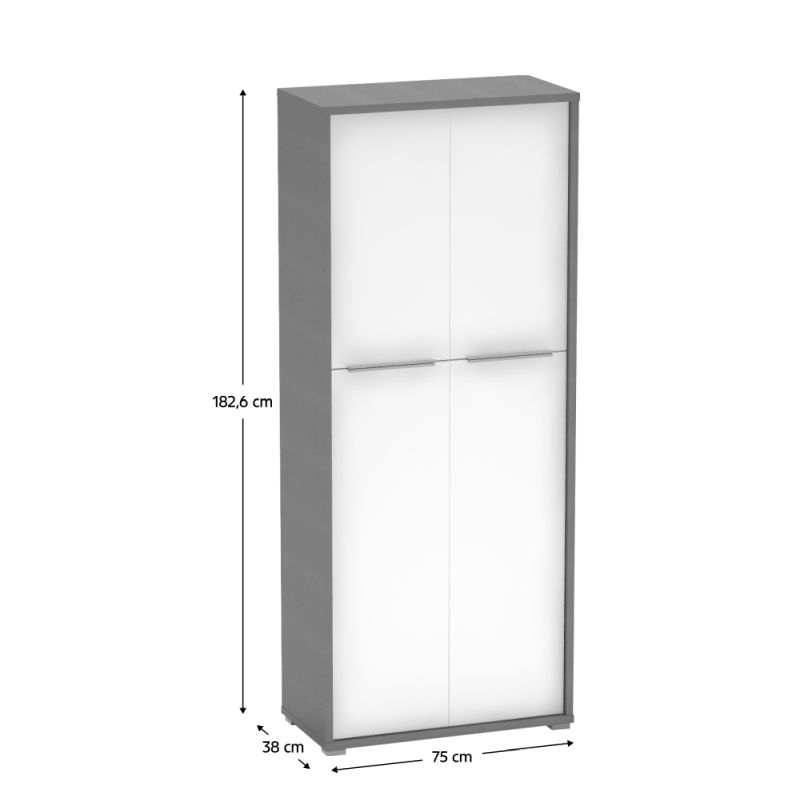 Skriňa, 75cm, policová, grafit, biela, RIOMA NEW TYP 07