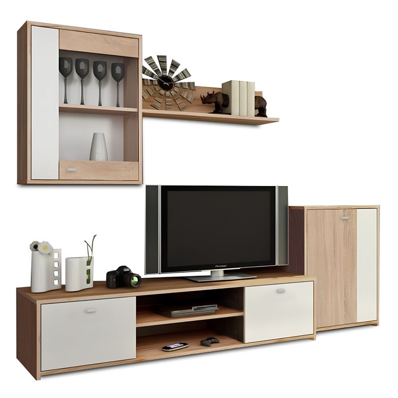 Obývacia stena, 210cm, dub sonoma, biela, GENTA