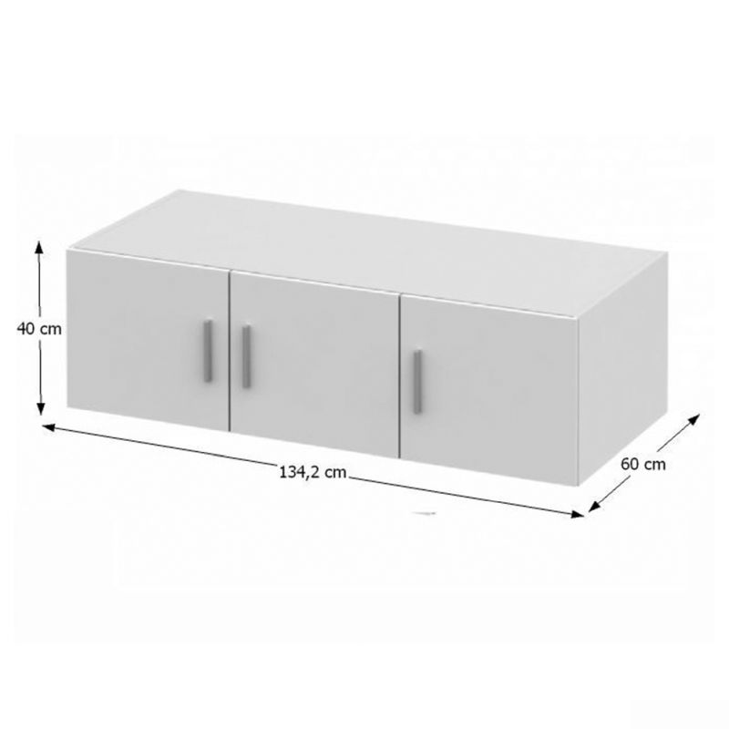 Nadstavec na skriňu, 134cm, biely, INVITA 3D