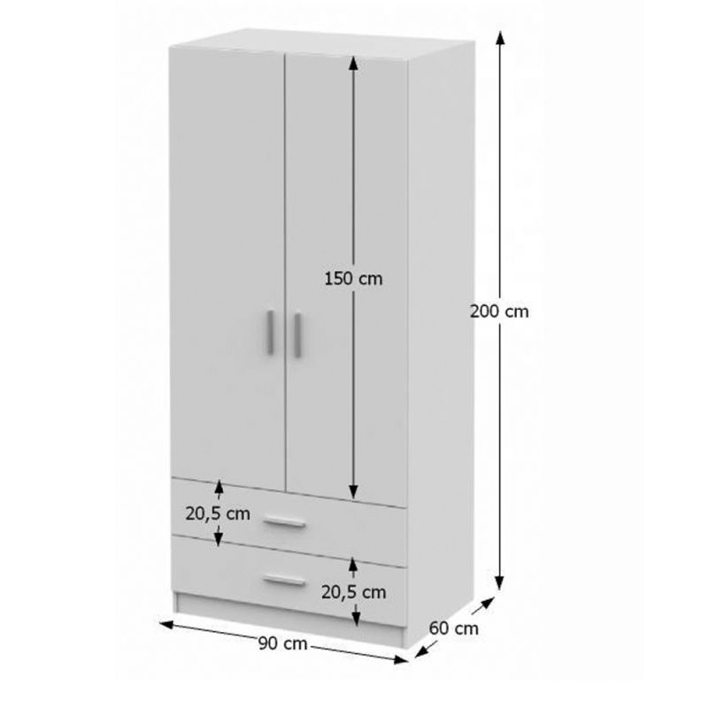 Skriňa, 90cm, policová, biela, INVITA 2D2Z