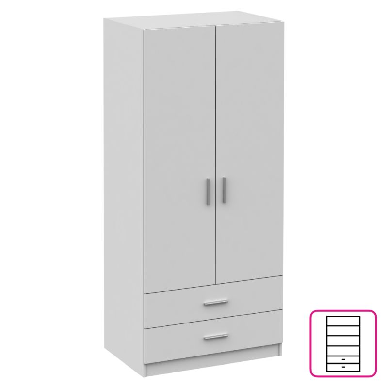 Skriňa, 90cm, policová, biela, INVITA 2D2Z