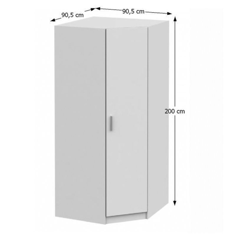 Rohová skriňa, 90cm, kombinovaná, biela, INVITA ROH