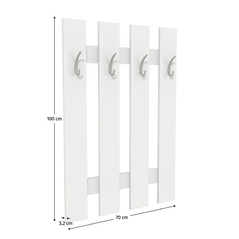 Vešiaková stena, 70cm, biela, KORADO NEW KV11