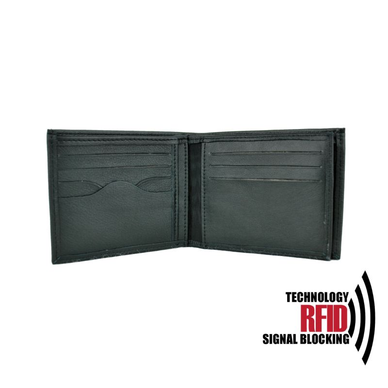 Kožená RFID peňaženka vybavená blokáciou RFID / NFC, čierna farba č.8407