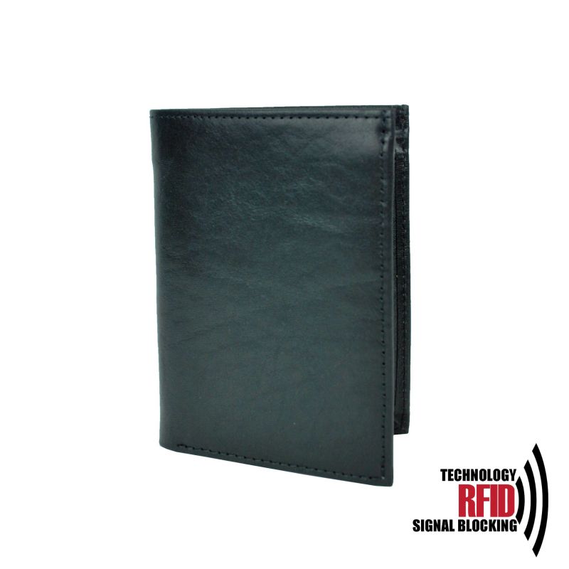 Kožená RFID peňaženka vybavená blokáciou RFID / NFC, čierna farba č.8560