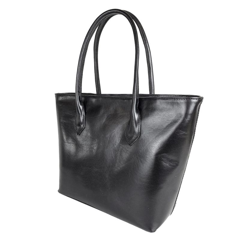 Kožená dámska kabelka SHOPPER v čiernej farbe