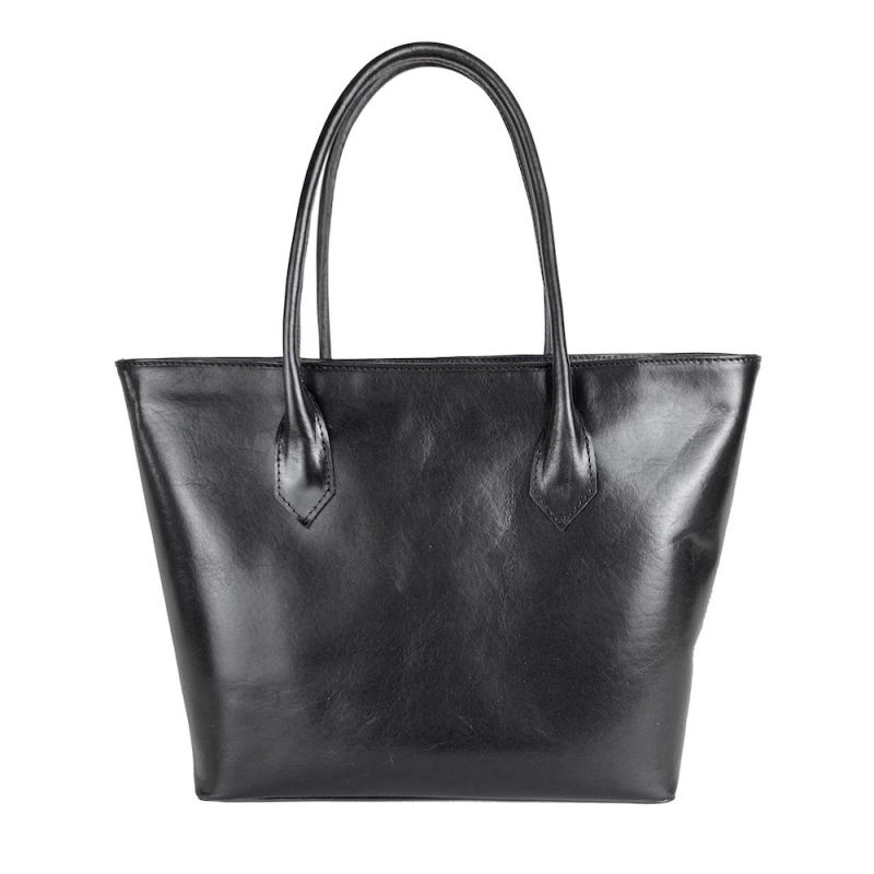 Kožená dámska kabelka SHOPPER v čiernej farbe