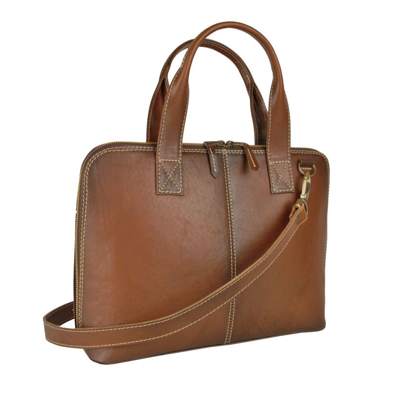 Dámska kožená kabela vhodná na formát A4, ručne tieňovaná, svetlo hnedá farba