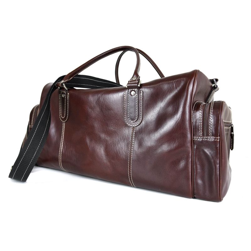 Módna kožená pracovná cestovná kabela v tmavo hnedej farbe