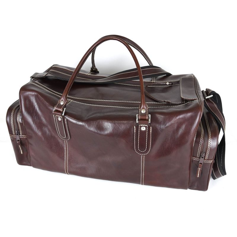 Módna kožená pracovná cestovná kabela v tmavo hnedej farbe