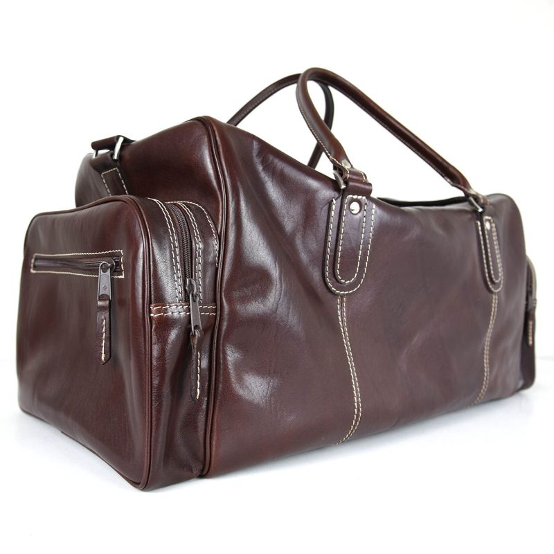 Módna kožená pracovná cestovná kabela v tmavo hnedej farbe