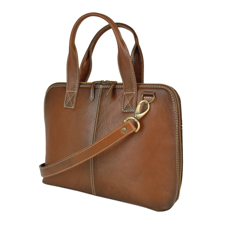 Dámska kožená kabela vhodná na formát A4, ručne tieňovaná, svetlo hnedá farba