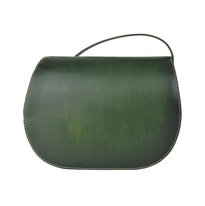 Tmavo zelená kožená kabelka, ručne tieňovaná, uzatváranie - skrytý magnet